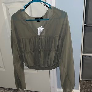 Green Forever 21 crop blouse